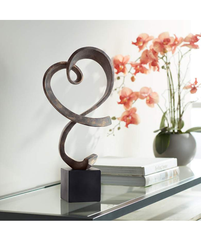Swirling Heart 17 1/4" High Brushed Nickel Modern Sculpture