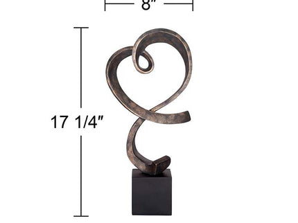 Swirling Heart 17 1/4" High Brushed Nickel Modern Sculpture