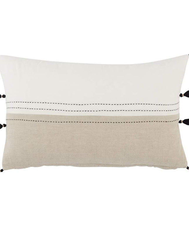 Taiga Yamanik White and Beige Stripes 21"x13" Throw Pillow