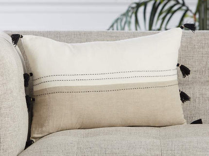 Taiga Yamanik White and Beige Stripes 21"x13" Throw Pillow