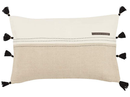 Taiga Yamanik White and Beige Stripes 21"x13" Throw Pillow