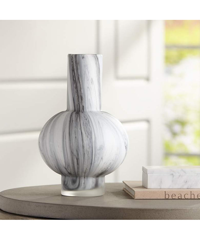 Taos Matte Black & White 11 3/4"H Decorative Vase