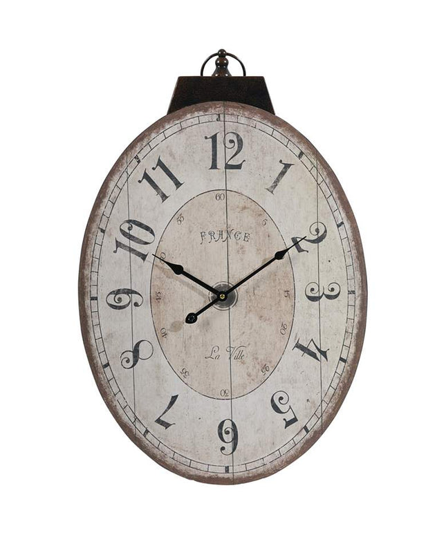 Thaddeus Antique White 17 3/4" x 29" Oval Wall Clock