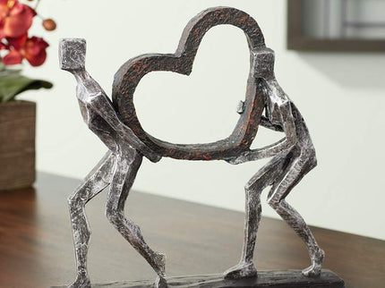 The Weight of Love 12" High Figurines and Heart Sculpture