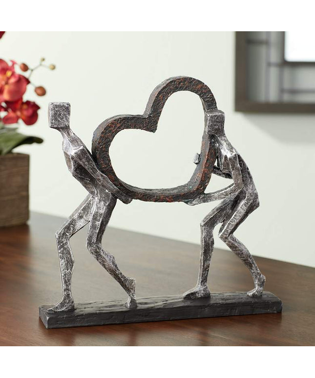 The Weight of Love 12" High Figurines and Heart Sculpture