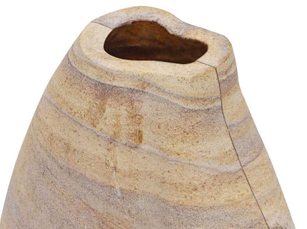 TOV Saava 10" High Sandstone Curved Stone Decorative Vase