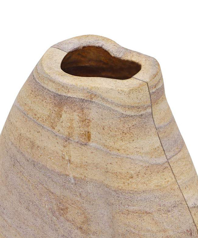 TOV Saava 10" High Sandstone Curved Stone Decorative Vase