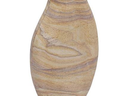 TOV Saava 10" High Sandstone Curved Stone Decorative Vase