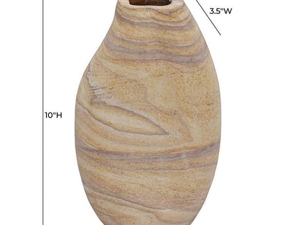 TOV Saava 10" High Sandstone Curved Stone Decorative Vase