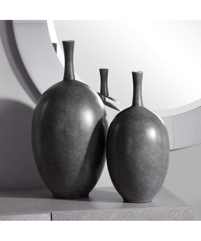 Uttermost Riordan Black and White Ceramic Vases Set of 2