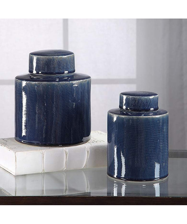 Uttermost Saniya Saphhire Blue Ceramic Containers Set of 2