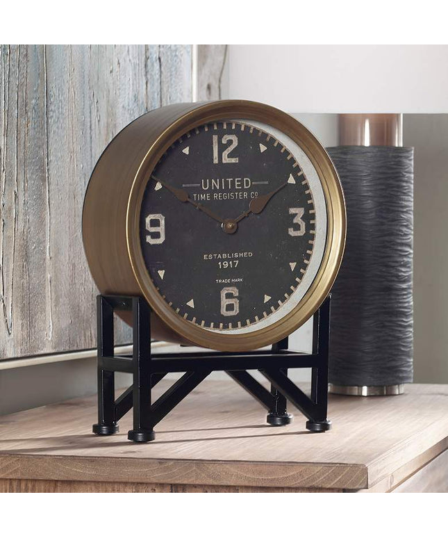 Uttermost Shyam Vintage Brass 16" High Table Clock