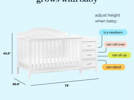 M12891W,DaVinci,Charlie 4-in-1 Convertible Crib & Changer in White