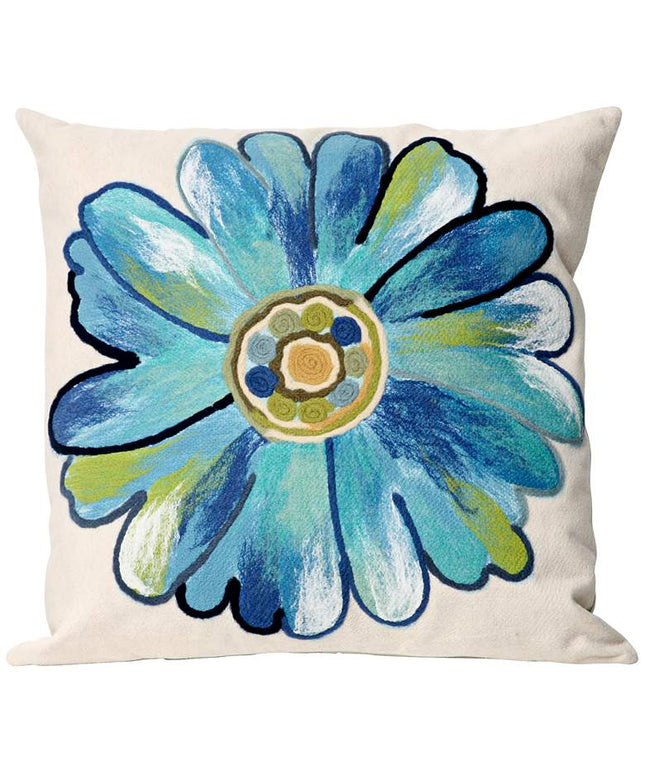 Visions III Daisy Aqua 20" Square Indoor-Outdoor Pillow