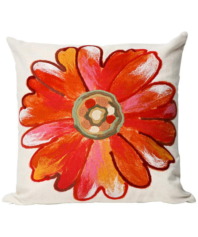 Visions III Daisy Orange 20" Square Indoor-Outdoor Pillow