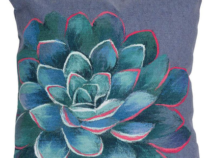 Visions III Succulent Blue 20" Square Indoor-Outdoor Pillow