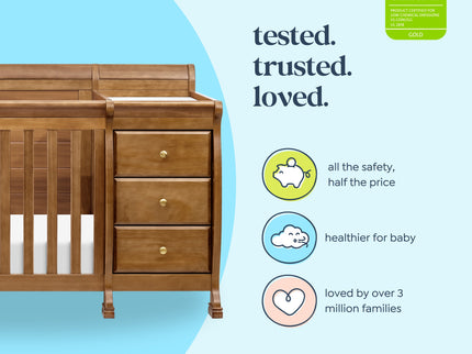 M5582CT,DaVinci,Kalani 4-in-1 Convertible Crib & Changer in Chestnut