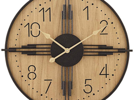 York 23.5" Round Matte Wood Antique Bronze Battery Powered Wall Clock