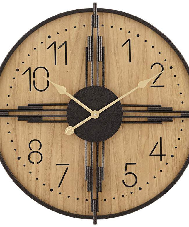 York 23.5" Round Matte Wood Antique Bronze Battery Powered Wall Clock