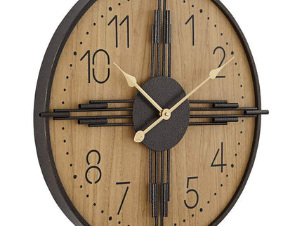 York 23.5" Round Matte Wood Antique Bronze Battery Powered Wall Clock