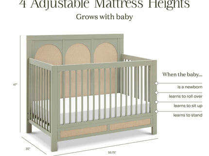 M24801FSPSEW,Namesake,Eloise 4-in-1 Convertible Crib in French Sage and Performance Sand Eco-Weave