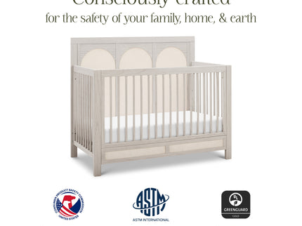 M24801WDFPEW,Namesake,Eloise 4-in-1 Convertible Crib in White Driftwood and Performance Pearl Eco-Weave