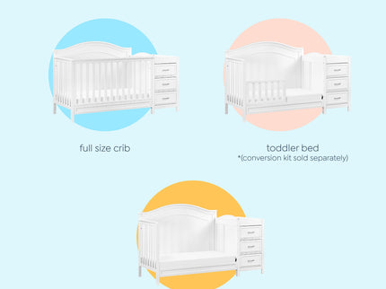 M12891W,DaVinci,Charlie 4-in-1 Convertible Crib & Changer in White