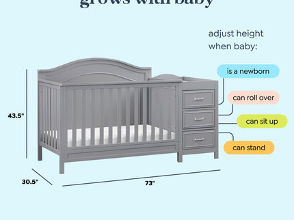 M12891G,DaVinci,Charlie 4-in-1 Convertible Crib & Changer in Grey