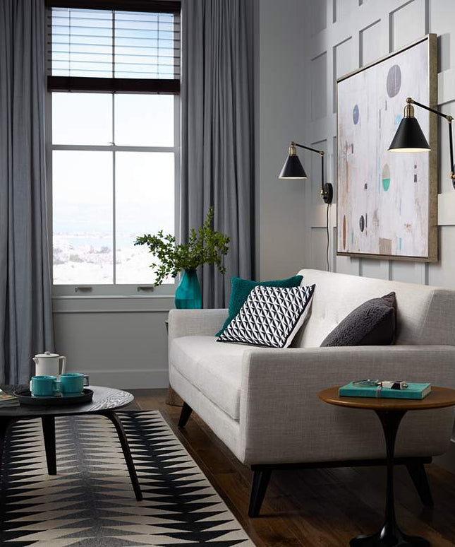 360 Lighting Wray Black and Antique Brass Plug-In Wall Lamps Set of 2