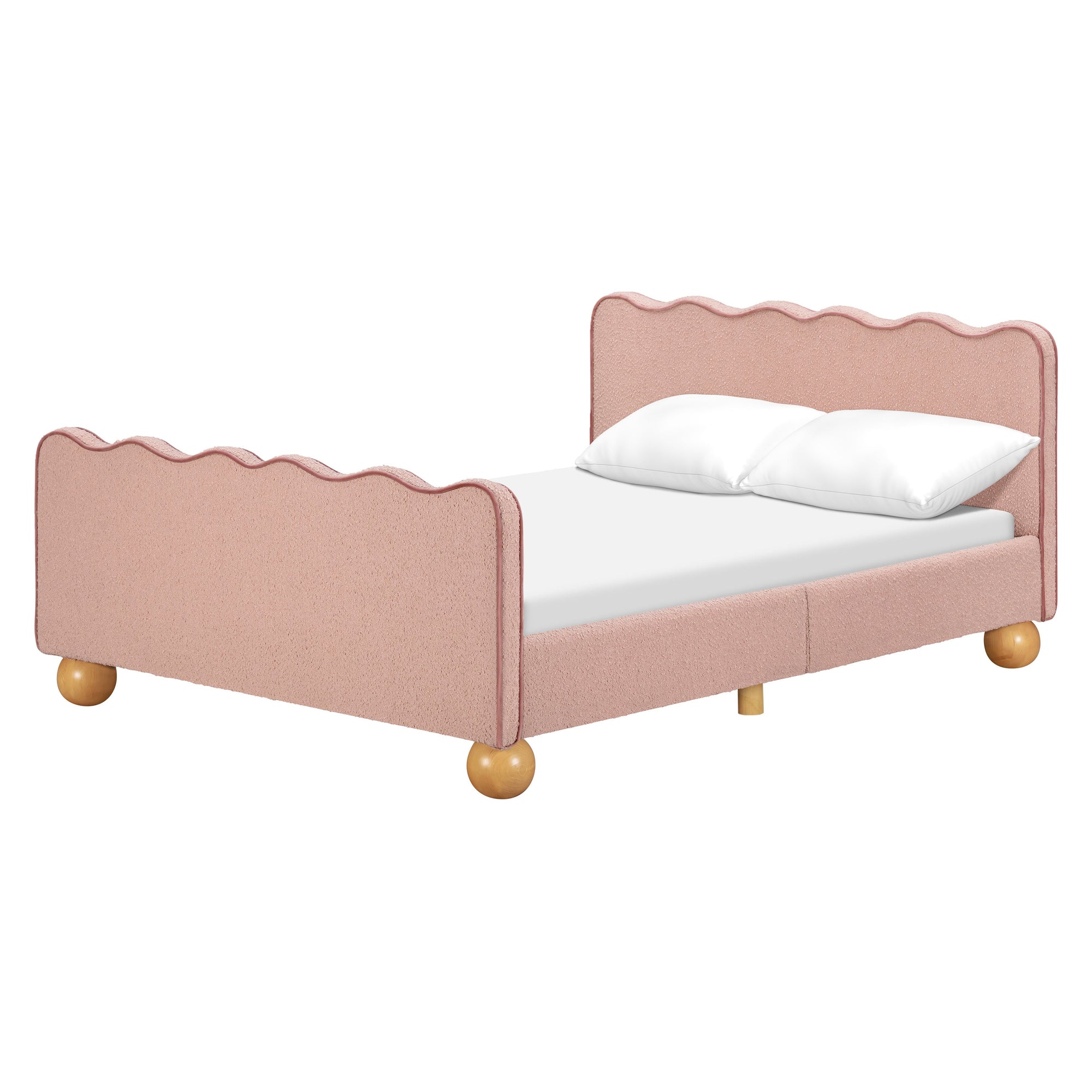 M31396PRSBRY,Babyletto Kids,Rizo Full Bed in Performance Rose Boucle w/Raspberry Piping