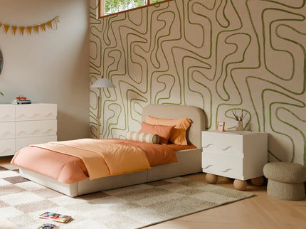 M31160WHY,Babyletto Kids,Lido Wave Nightstand in White and Honey