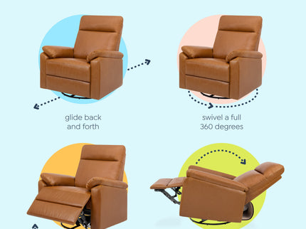 M24387VTL,DaVinci,Suzy Swivel Recliner in Vegan Tan Leather