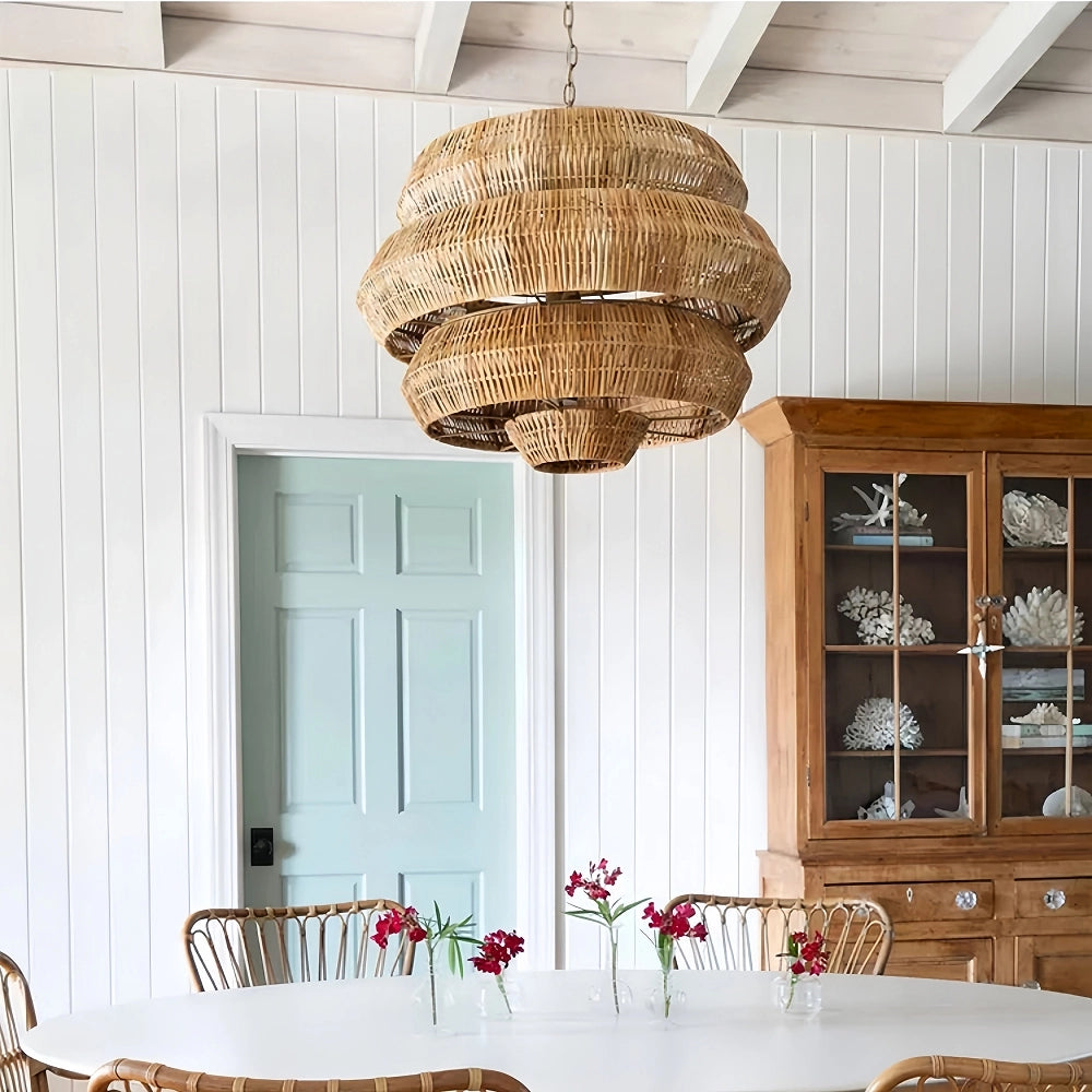 Rattia Multi-Tiered Honeycomb-Shaped Pendant Light