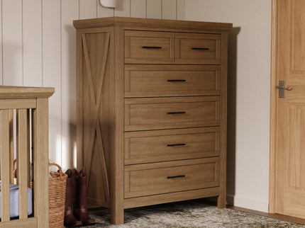 B14525DF,Monogram by Namesake,Emory Farmhouse 6-Drawer Chest in Driftwood