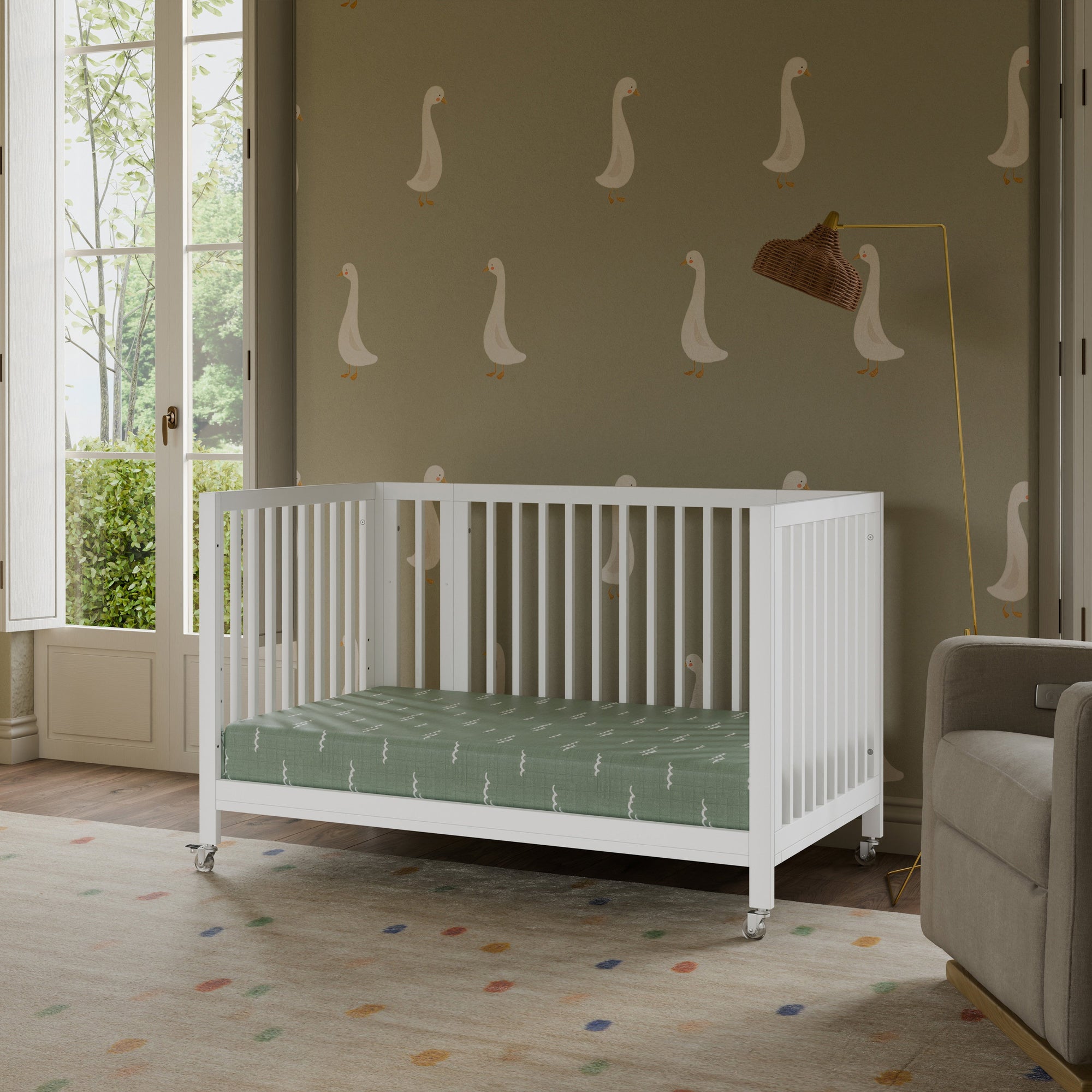 M30880W,Babyletto,Rolli 9-in-1 Convertible All-Stages® Crib w/ Bassinet & Toddler Bed Kits in White