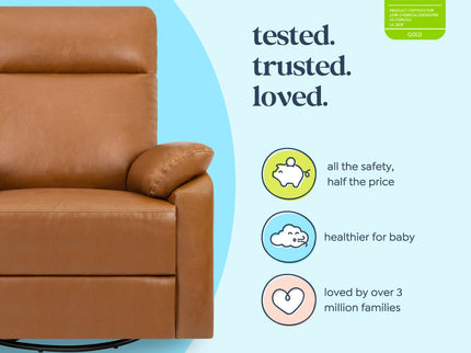 M24387VTL,DaVinci,Suzy Swivel Recliner in Vegan Tan Leather