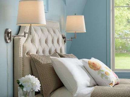 360 Lighting Oray Brushed Nickel Swing Arm Plug-In Wall Lamps Set of 2