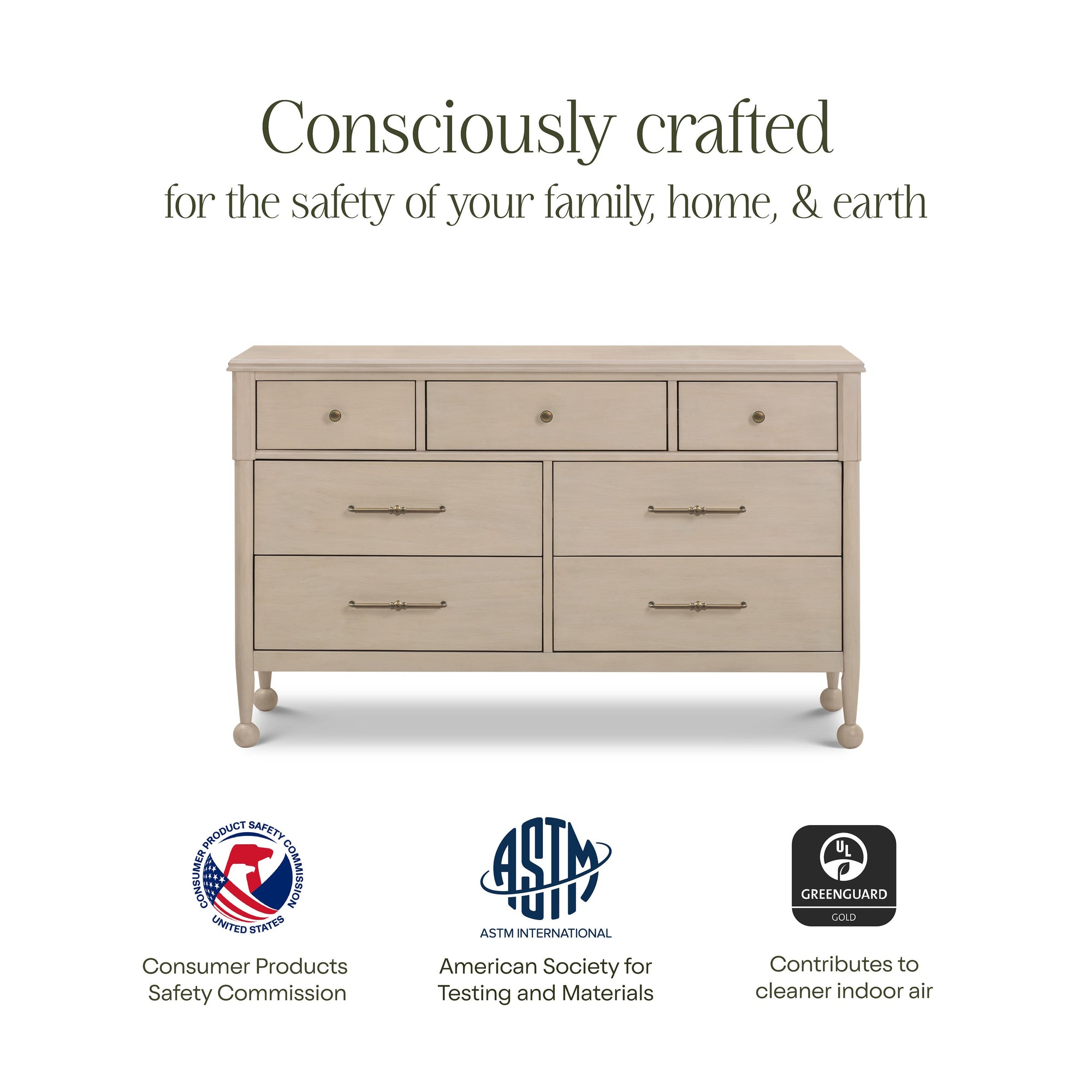 M31416WP,Namesake,Alouette 7-Drawer Assembled Dresser in Washed Pine