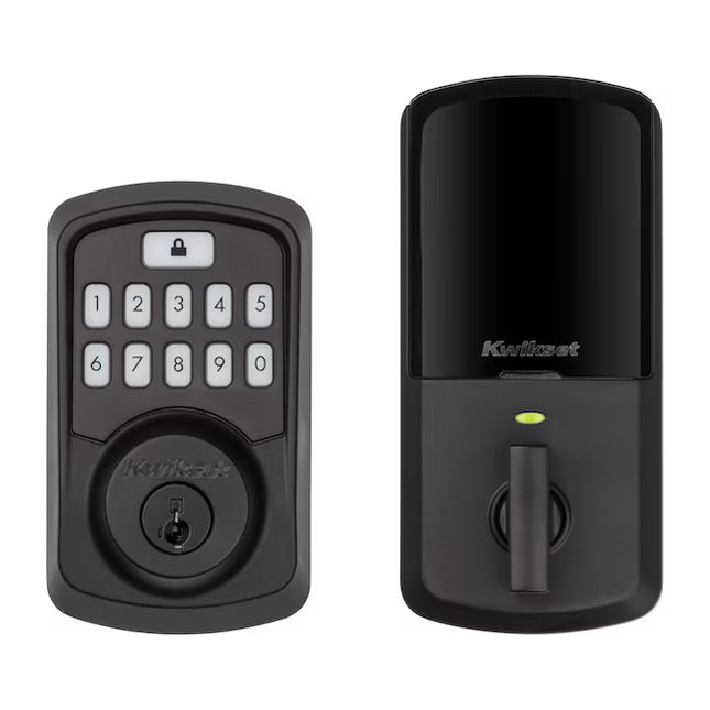 Kwikset Aura Matte Black Smart Bluetooth Keypad Electronic Deadbolt Lock ft. SmartKey Security