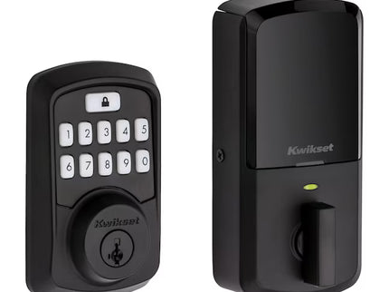 Kwikset Aura Matte Black Smart Bluetooth Keypad Electronic Deadbolt Lock ft. SmartKey Security