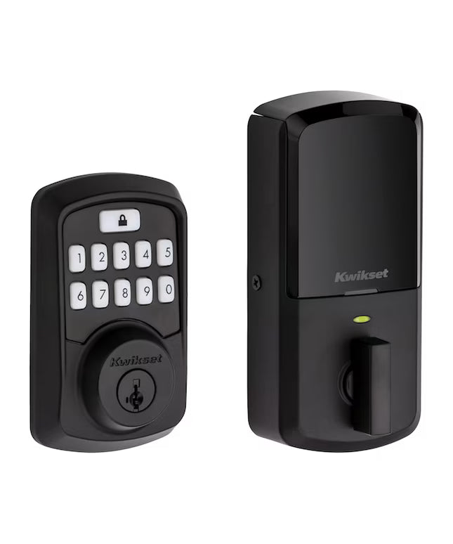 Kwikset Aura Matte Black Smart Bluetooth Keypad Electronic Deadbolt Lock ft. SmartKey Security
