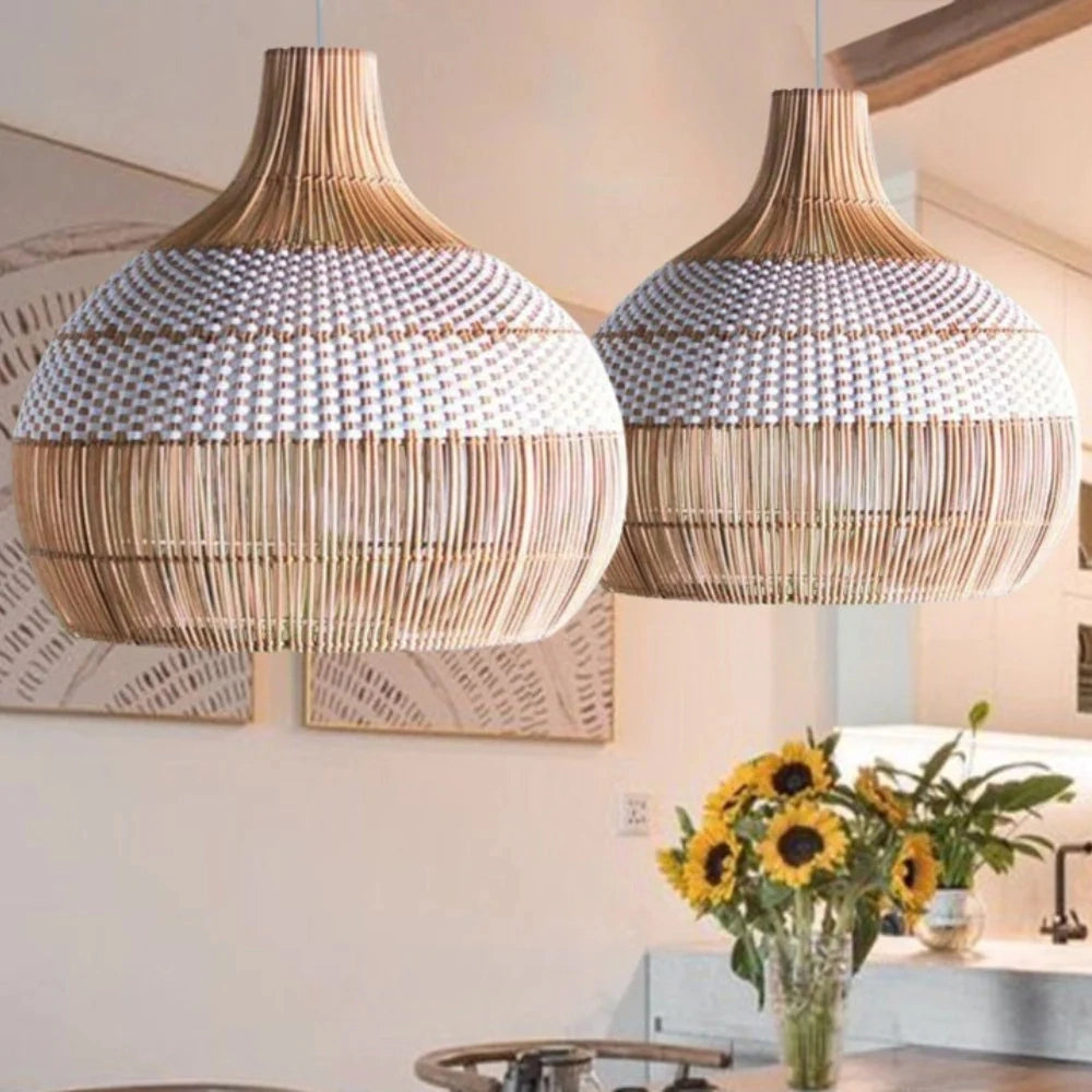 Elaris white rattan pendant lamp shade