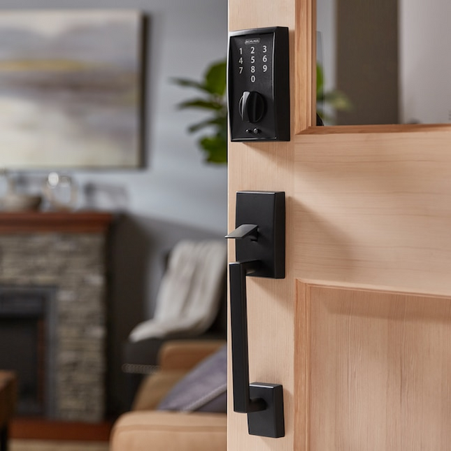 Schlage Touch Century Matte Black Touchscreen Keypad Electronic Deadbolt and Handle Lock