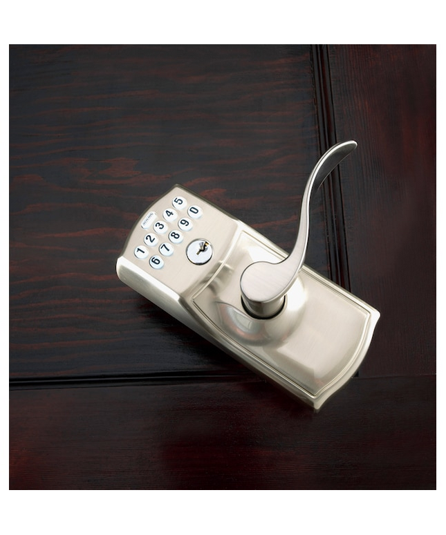 Schlage Camelot Satin Nickel Keypad Electronic Handle Lock