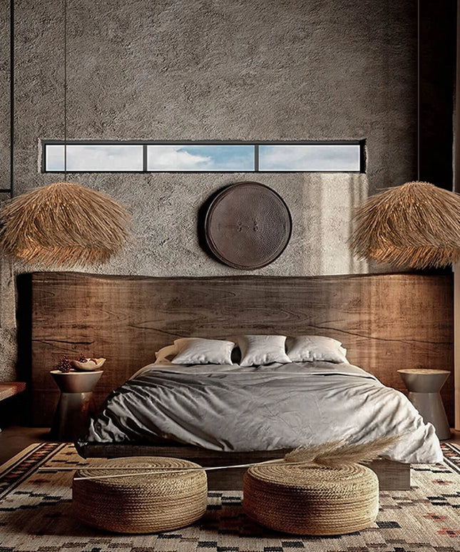 Solari Japanese-style Straw Rattan Chandelier