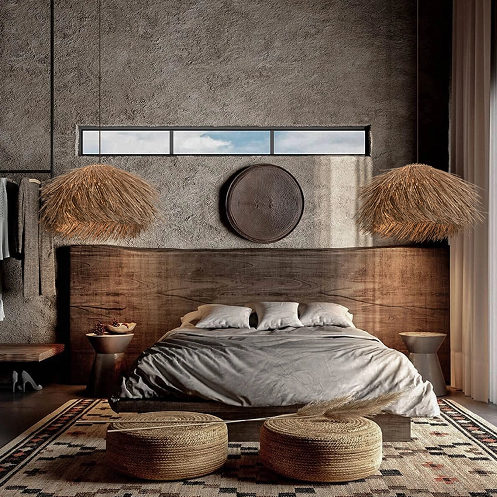 Solari Japanese-style Straw Rattan Chandelier