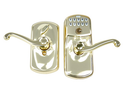 Schlage Plymouth Bright Brass Keypad Electronic Handle Lock