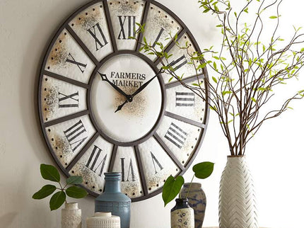 Dahlia Studios Farmers Market 39 1/4" Wide Rustic Metal Wall Clock