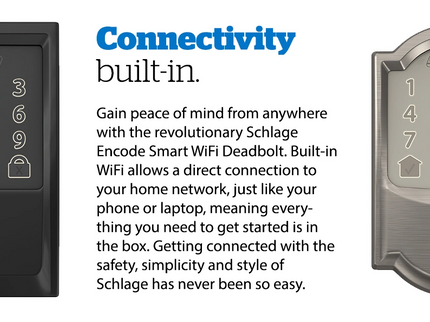 Schlage Encode Century Matte Black Smart Wi-Fi and Bluetooth Touchscreen Keypad Electronic Deadbolt Lock