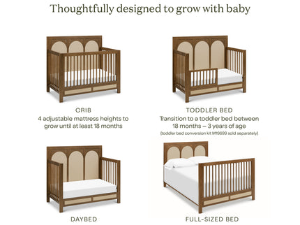 M24801NLPSEW,Namesake,Eloise 4-in-1 Convertible Crib in Natural Walnut & Performance Sand Eco-Weave